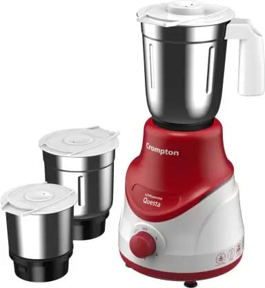 Crompton Questa Mixer Grinder 500 W (3 Jars, Red & White)