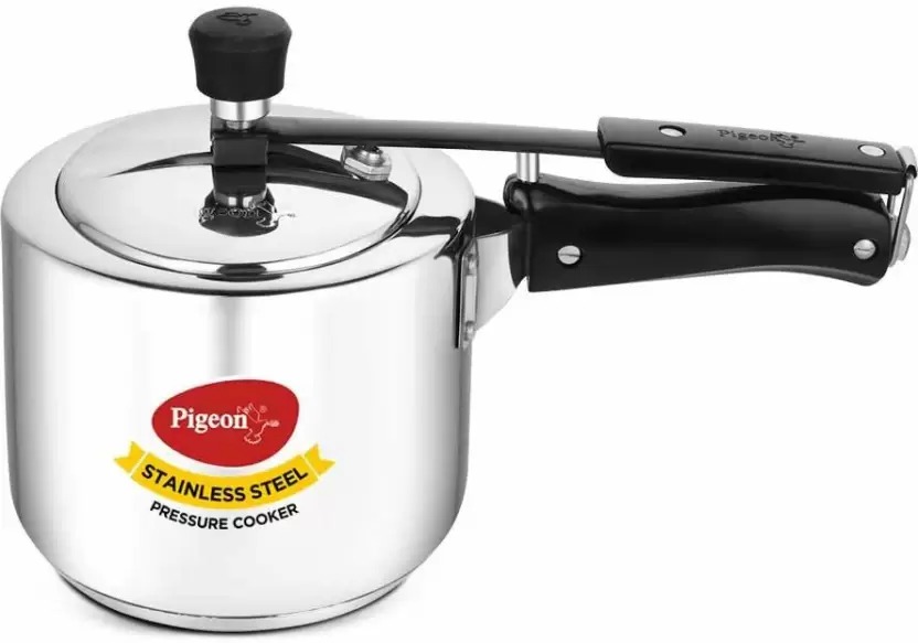 Pigeon Inox Stainless Steel Pressure Cooker 3 Liter Inner Lid Induction Bottom (Stainless Steel)