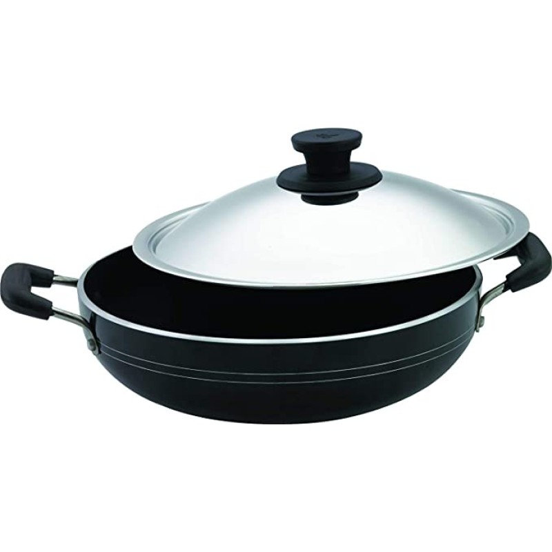 Pigeon Non Stick Kadai with Lid 200 mm Kadhai 20 cm diameter with Lid 2 L capacity (Aluminium,Non-stick)